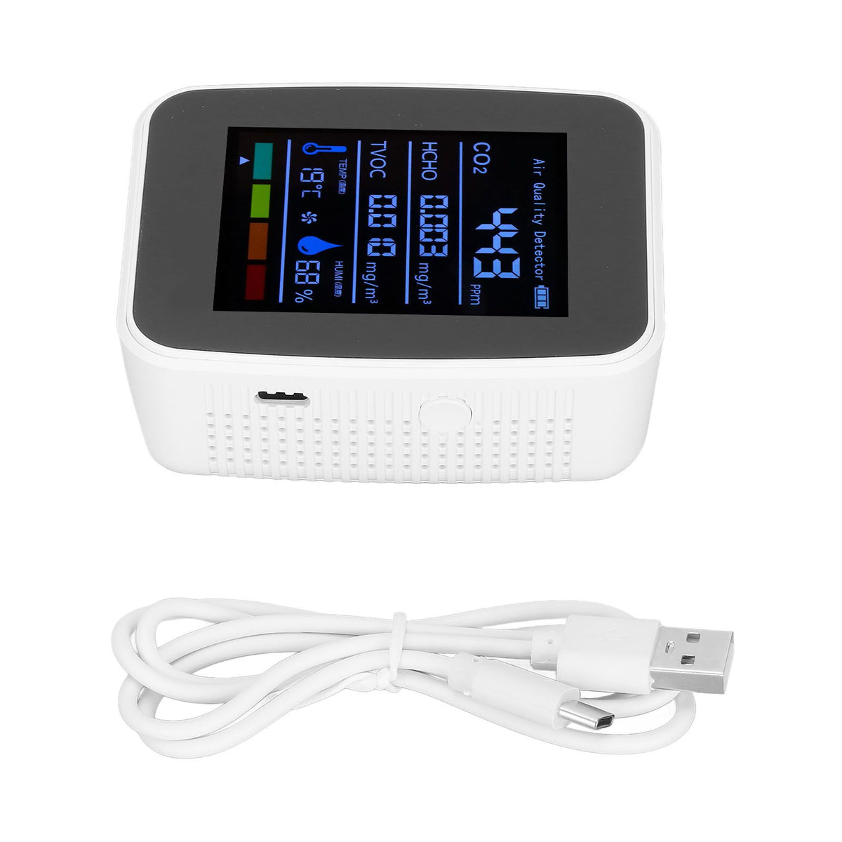 Air Quality Detector 5in1 Intelligent Anti Interference Ability Indoor Temperature Humidity Air Quality DetectorWhite