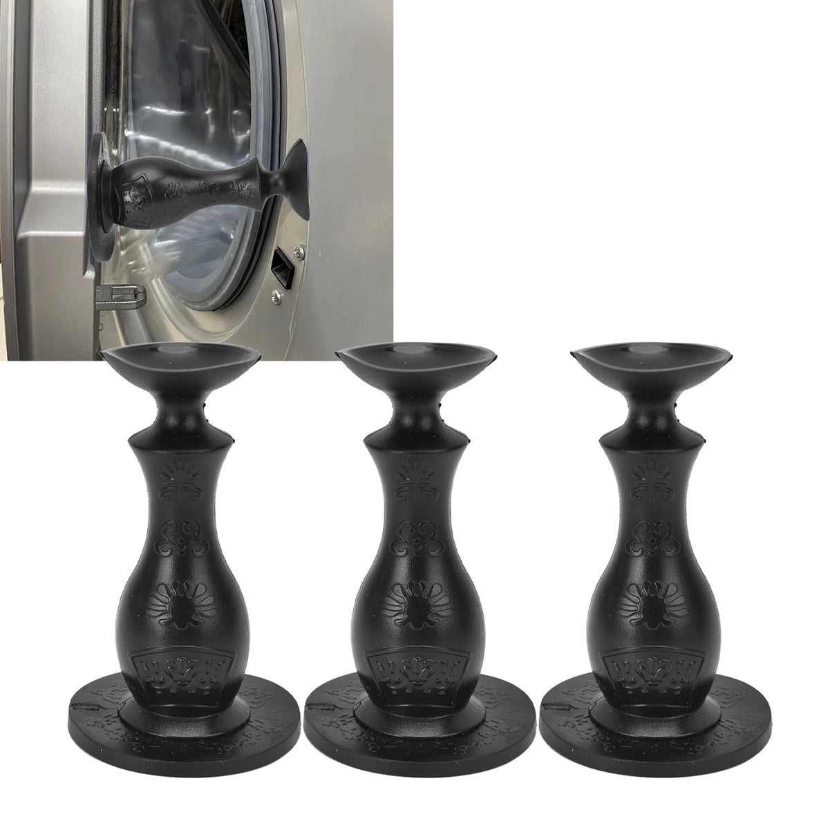 3Pcs Washer Door Stopper Front Load Washing Machine Door Holder Prop Rubber for Family UseBlack