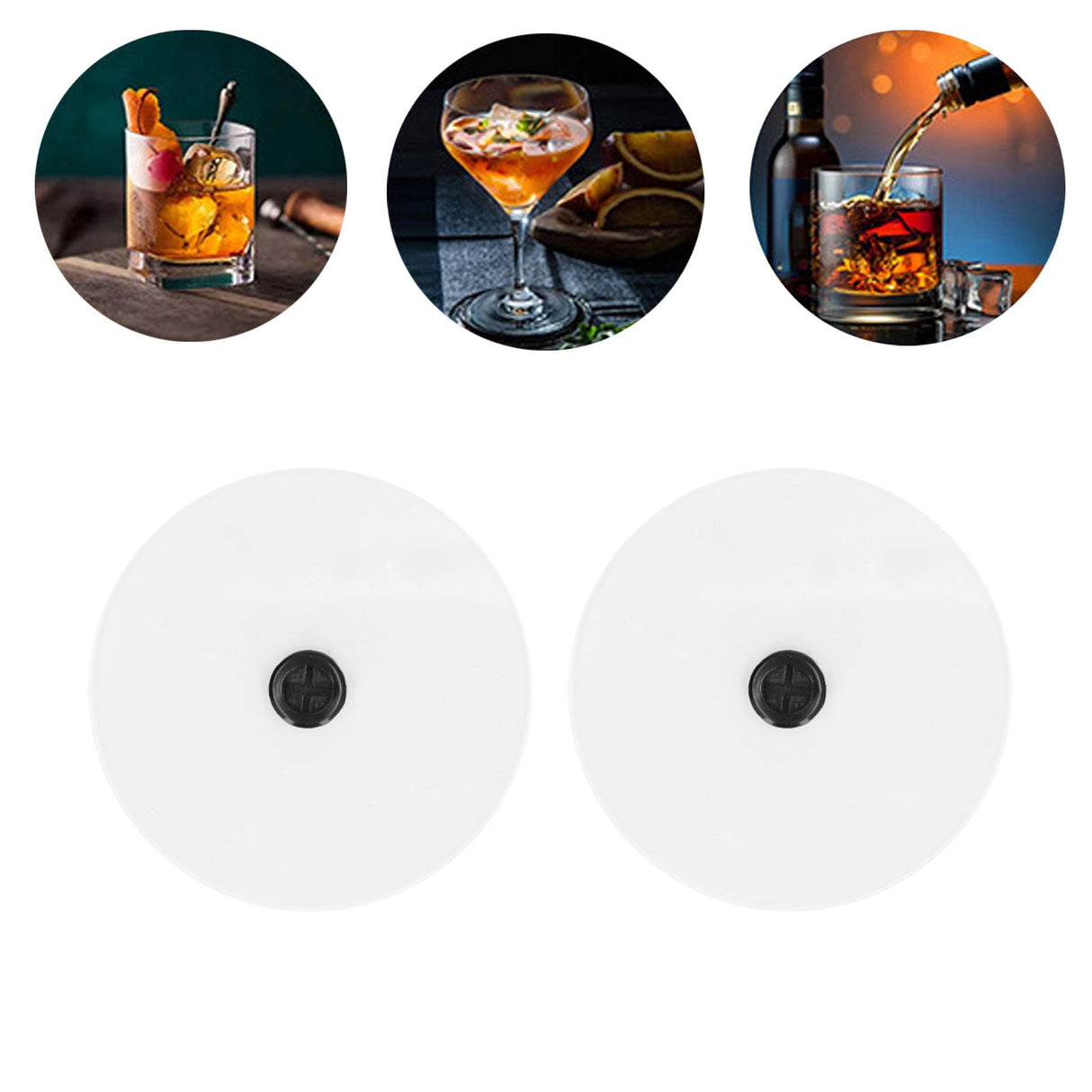2Pcs/Set Smoke Infuser Lid Cocktail Drinks Round Cover for Beverages Wine Cocktails Whiskey