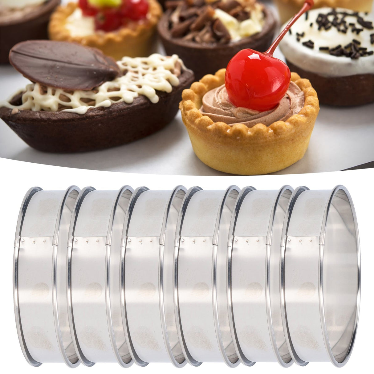 6 PCS Crumpet Rings Double Volume Easy Demoulding DIY Stainless Steel English Muffin Rings for Home Food Making Tool10cm / 3.9in
