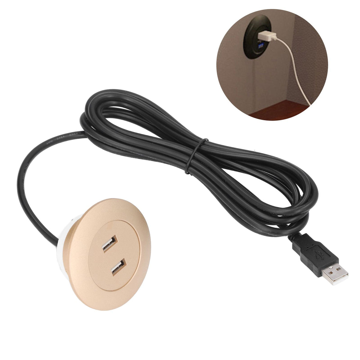 Sofa USB Charging Socket Flush Mount Installation Dual USB Charging Ports Socket for Home UseGold