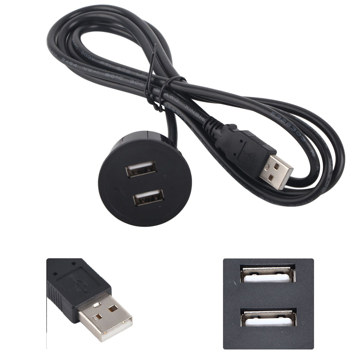 2 USB Charging Socket with 1.5m Cable Embedded Installation 5V 1A Multipurpose for Mobile Phone Cameras TabletUSB Output