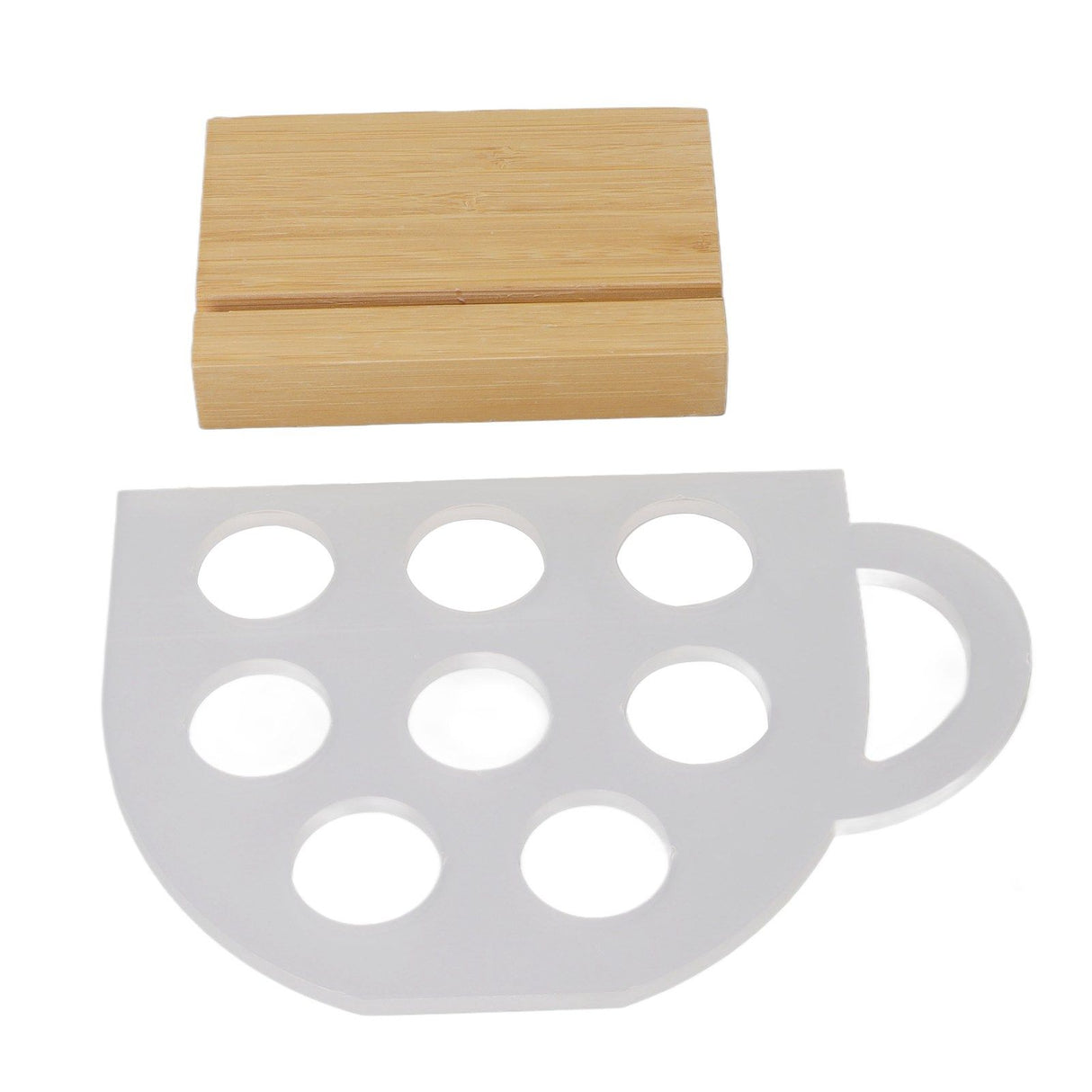 8 Holes Capsule Coffee Stand Cup Shape Acrylic Coffee Pods Storage Holder with Bamboo Base