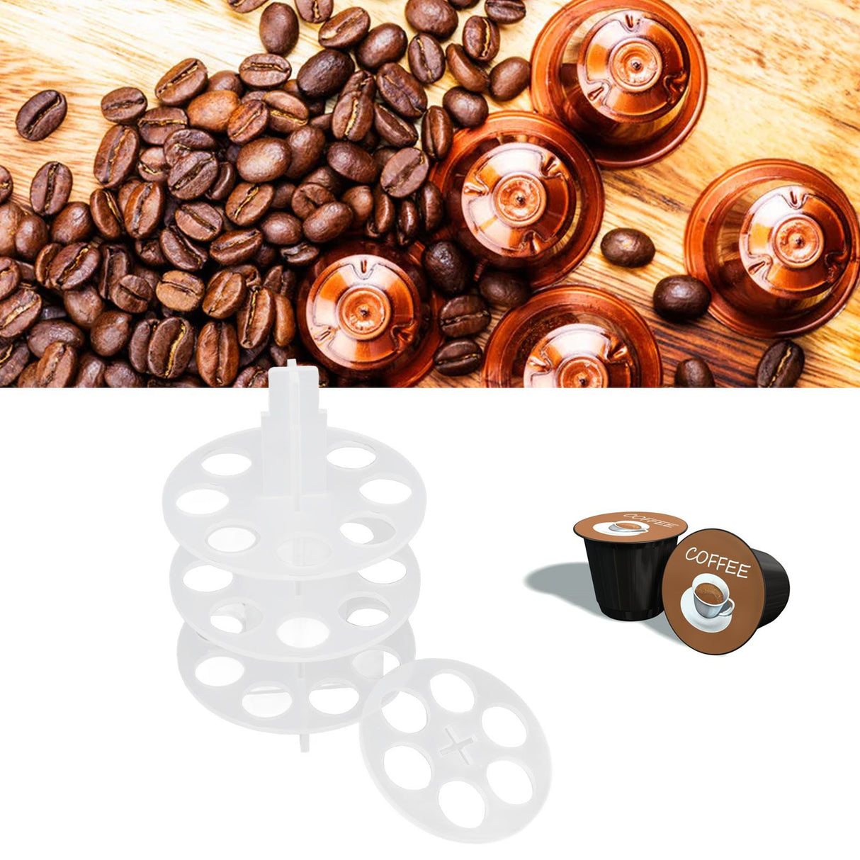 30 Holes Coffee Carousel Holder Coffee Pod Organizer Storage Rack Acrylic Modern Design for Home Office