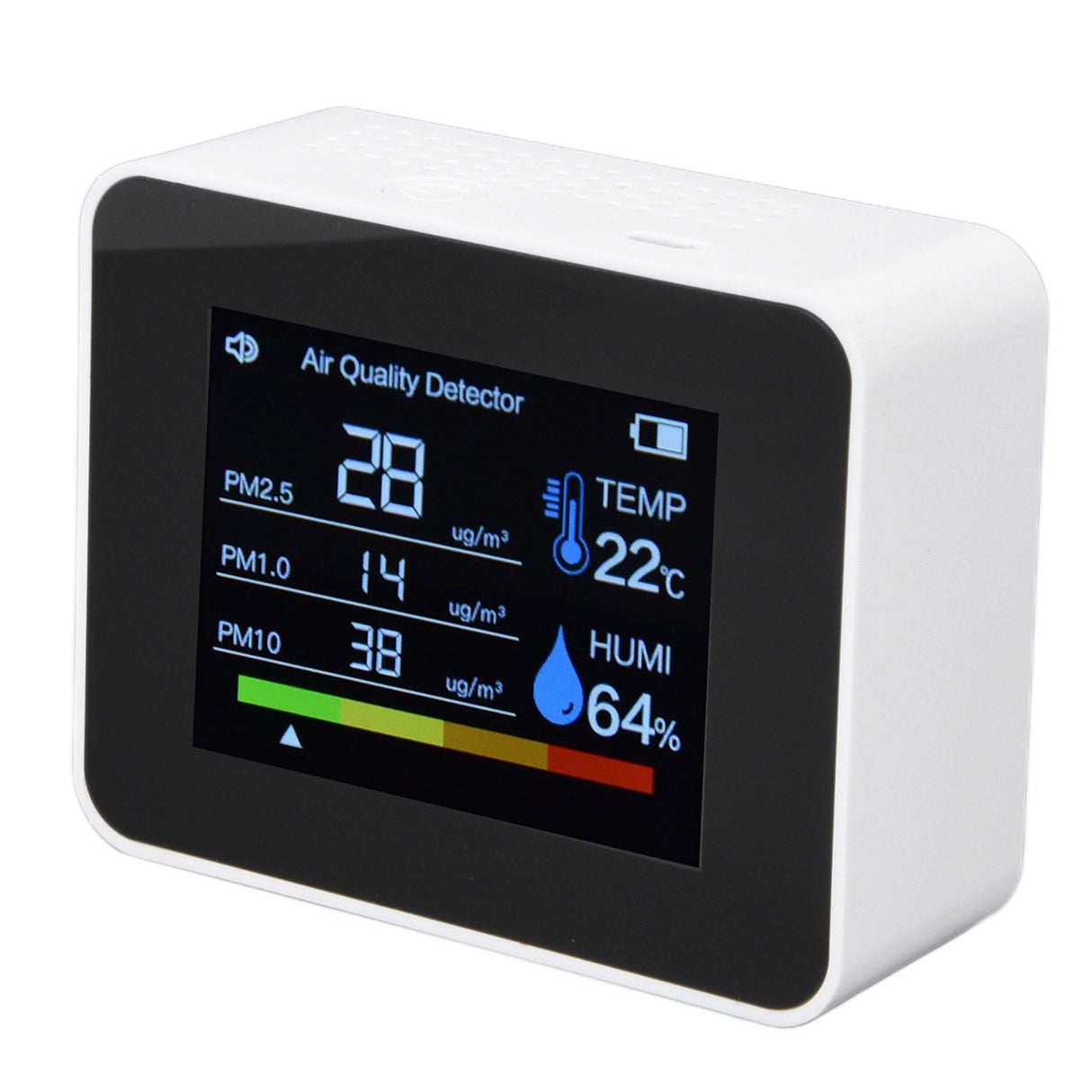 Air Quality Monitor 8 in 1 Real Time Color Screen Space Saving Widely Used CO2 Detector for TVOC HCHO PM2.5 PM1.0 PM10 White