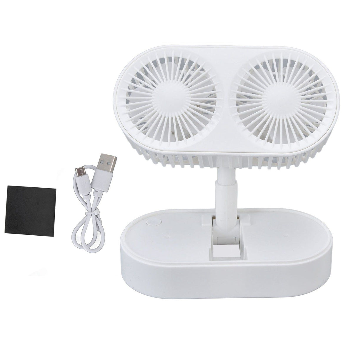 Desktop Double Fan Dual Motor 135° Angle Adjustable Handheld Fan Three Levels Adjustable Low Noise Operation Fan for OfficeWhite