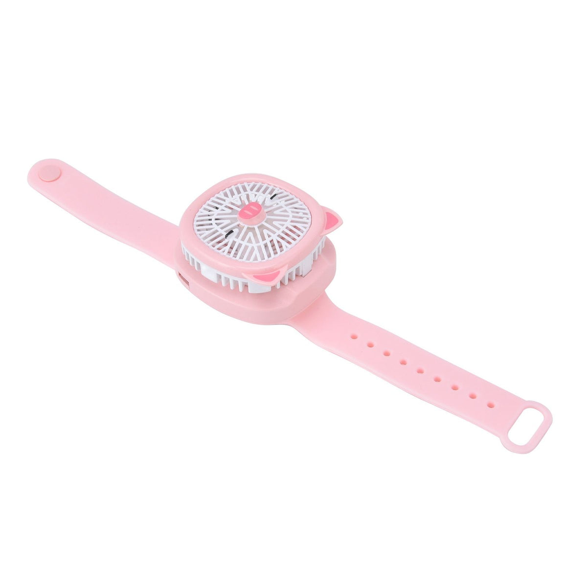 Cartoon Watch Fan USB Charging Plastic Wrist Fan Wireless Mini Watch Fan with Detachable Strap Fan for Kids for OutdoorPink Pig