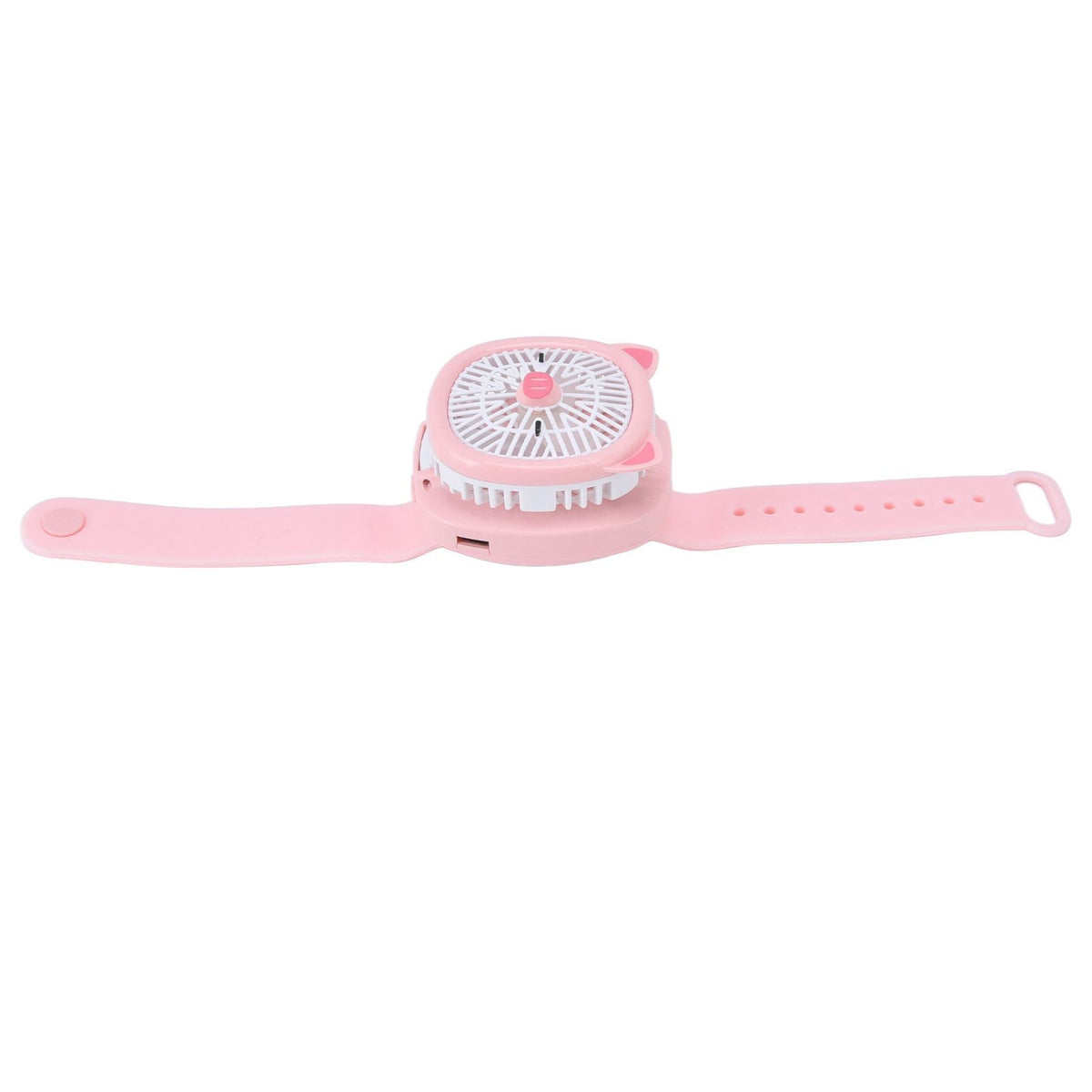 Cartoon Watch Fan USB Charging Plastic Wrist Fan Wireless Mini Watch Fan with Detachable Strap Fan for Kids for OutdoorPink Pig
