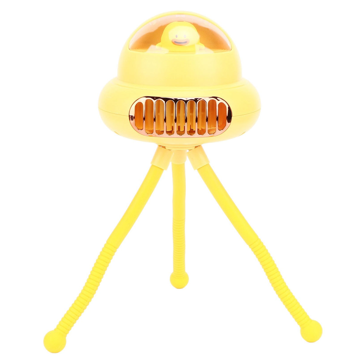Stroller Fan Bendable Octopus Legs Space Capsule Leafless Fan Multifunctional Portable 3 Speed Stroller Silent Fan Yellow