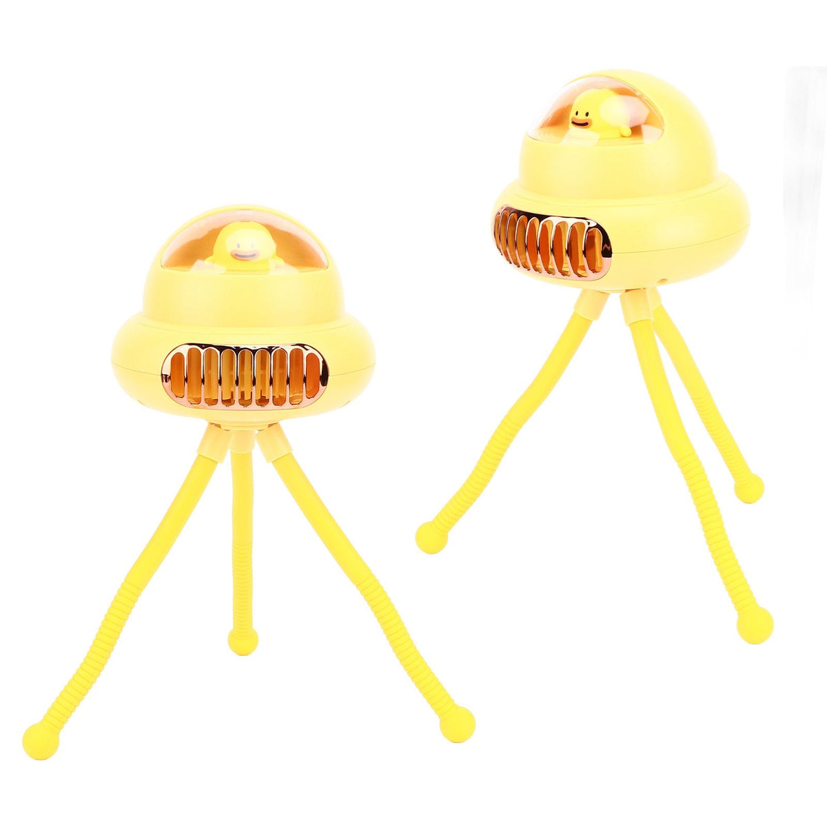 Stroller Fan Bendable Octopus Legs Space Capsule Leafless Fan Multifunctional Portable 3 Speed Stroller Silent Fan Yellow