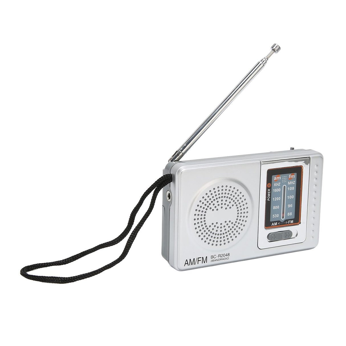 AM FM Radio Silver Gray Pocket Size AM FM Compact Simple Design AA Battery Powered Pocket Radio for Parents Grandparents