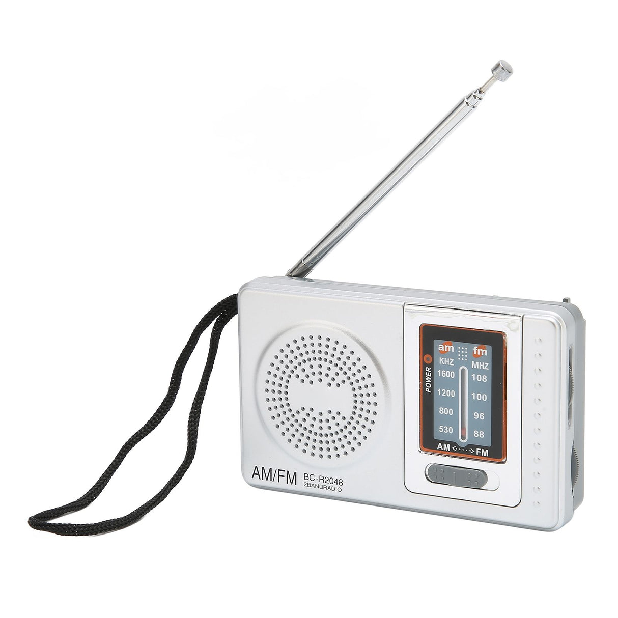 AM FM Radio Silver Gray Pocket Size AM FM Compact Simple Design AA Battery Powered Pocket Radio for Parents Grandparents