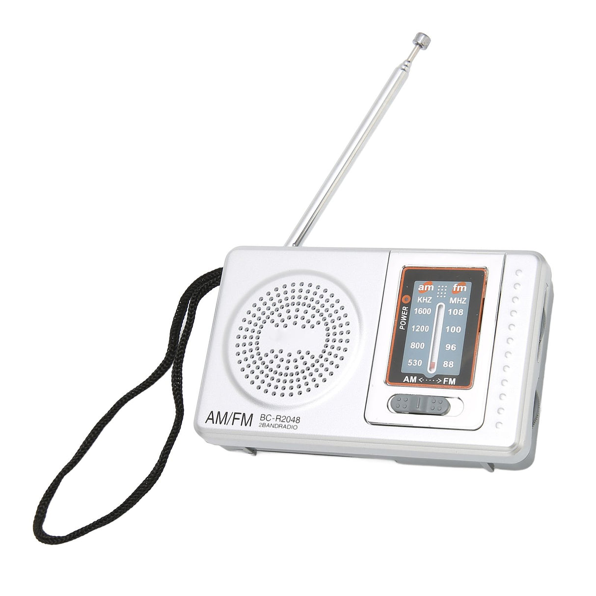 AM FM Radio Silver Gray Pocket Size AM FM Compact Simple Design AA Battery Powered Pocket Radio for Parents Grandparents