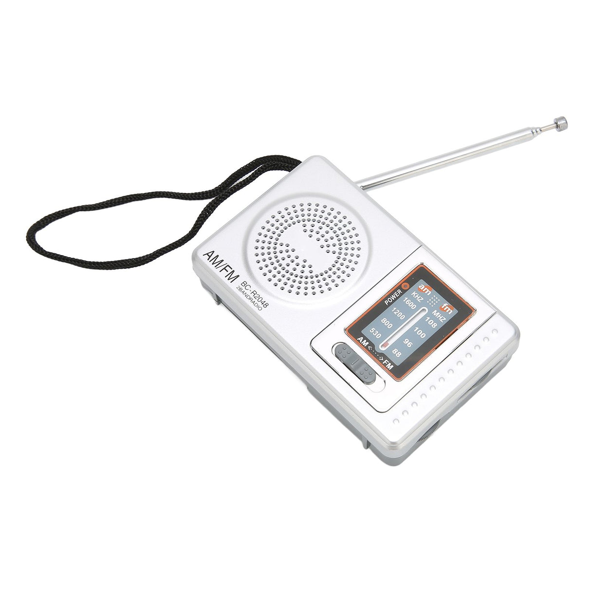 AM FM Radio Silver Gray Pocket Size AM FM Compact Simple Design AA Battery Powered Pocket Radio for Parents Grandparents
