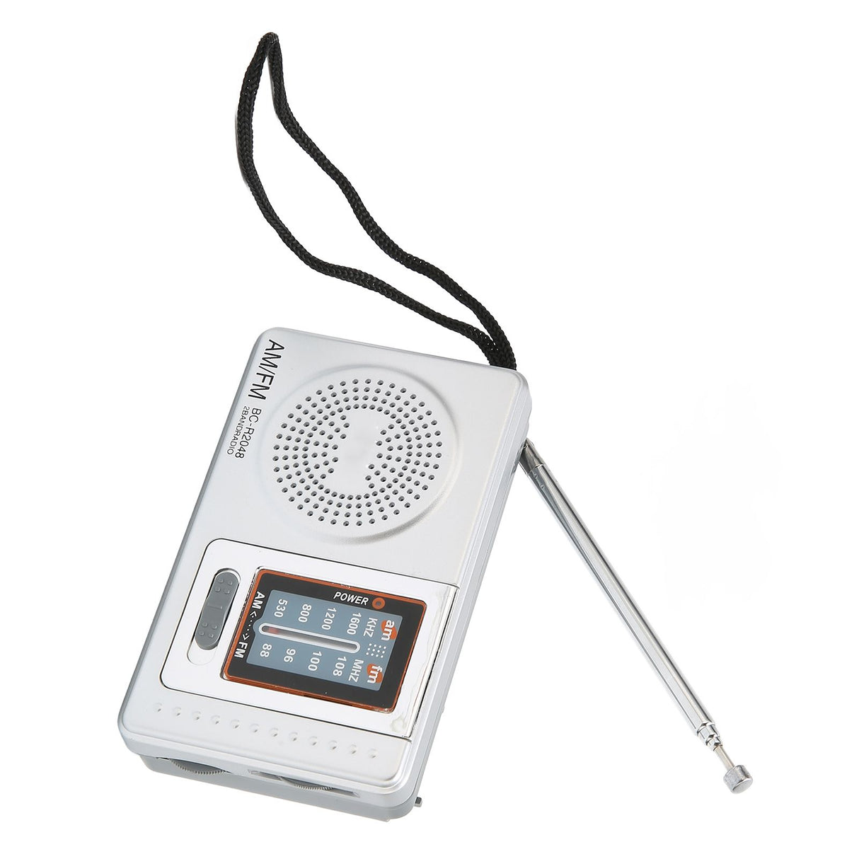 AM FM Radio Silver Gray Pocket Size AM FM Compact Simple Design AA Battery Powered Pocket Radio for Parents Grandparents
