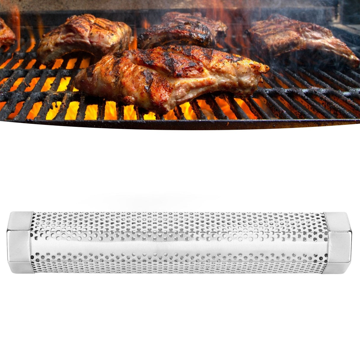 12 Inch Smoker Tube Rhombus Stainless Steel Pellet Smoker Tube BBQ Smoked Box Fruit Wood Barbecue Tools