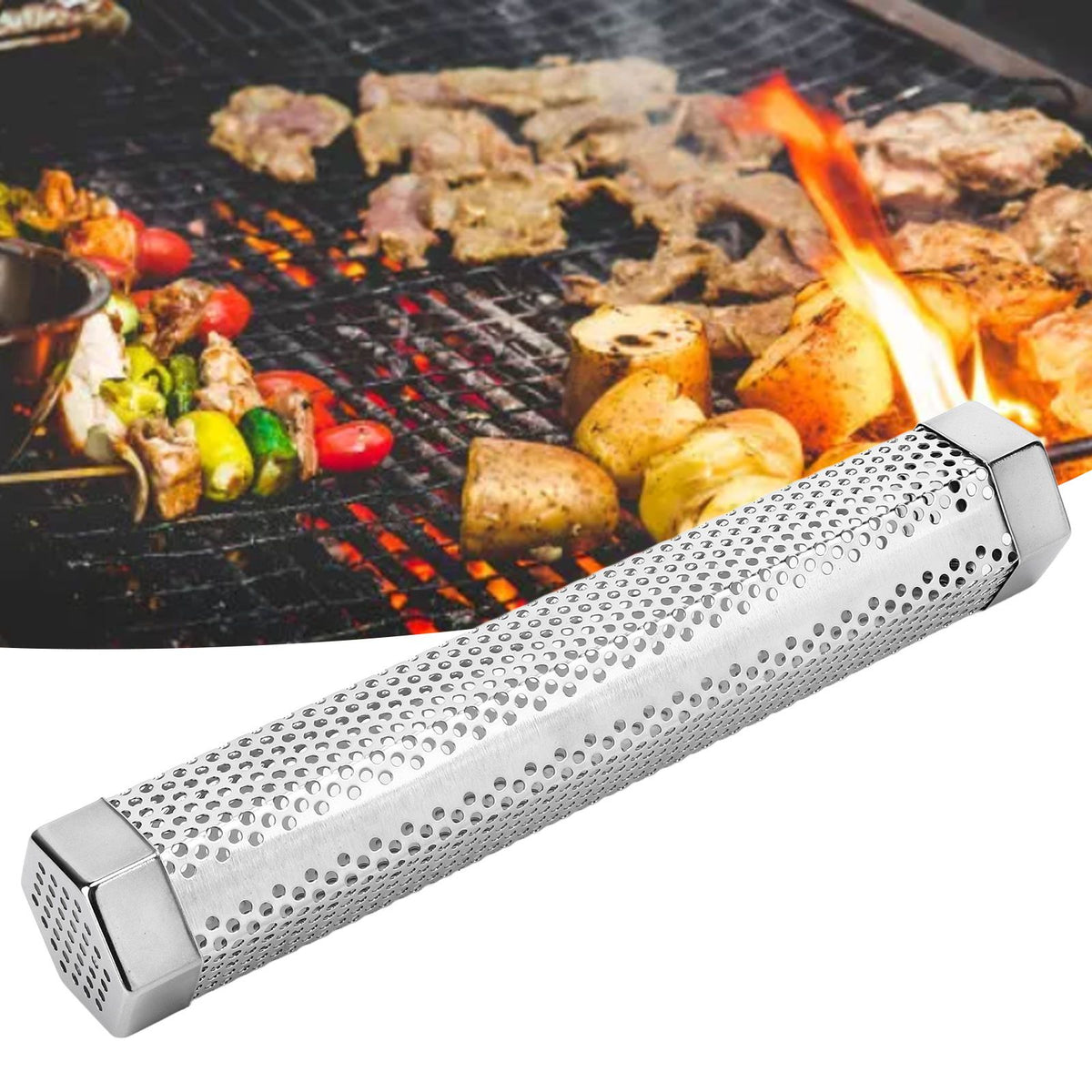 12 Inch Smoker Tube Rhombus Stainless Steel Pellet Smoker Tube BBQ Smoked Box Fruit Wood Barbecue Tools