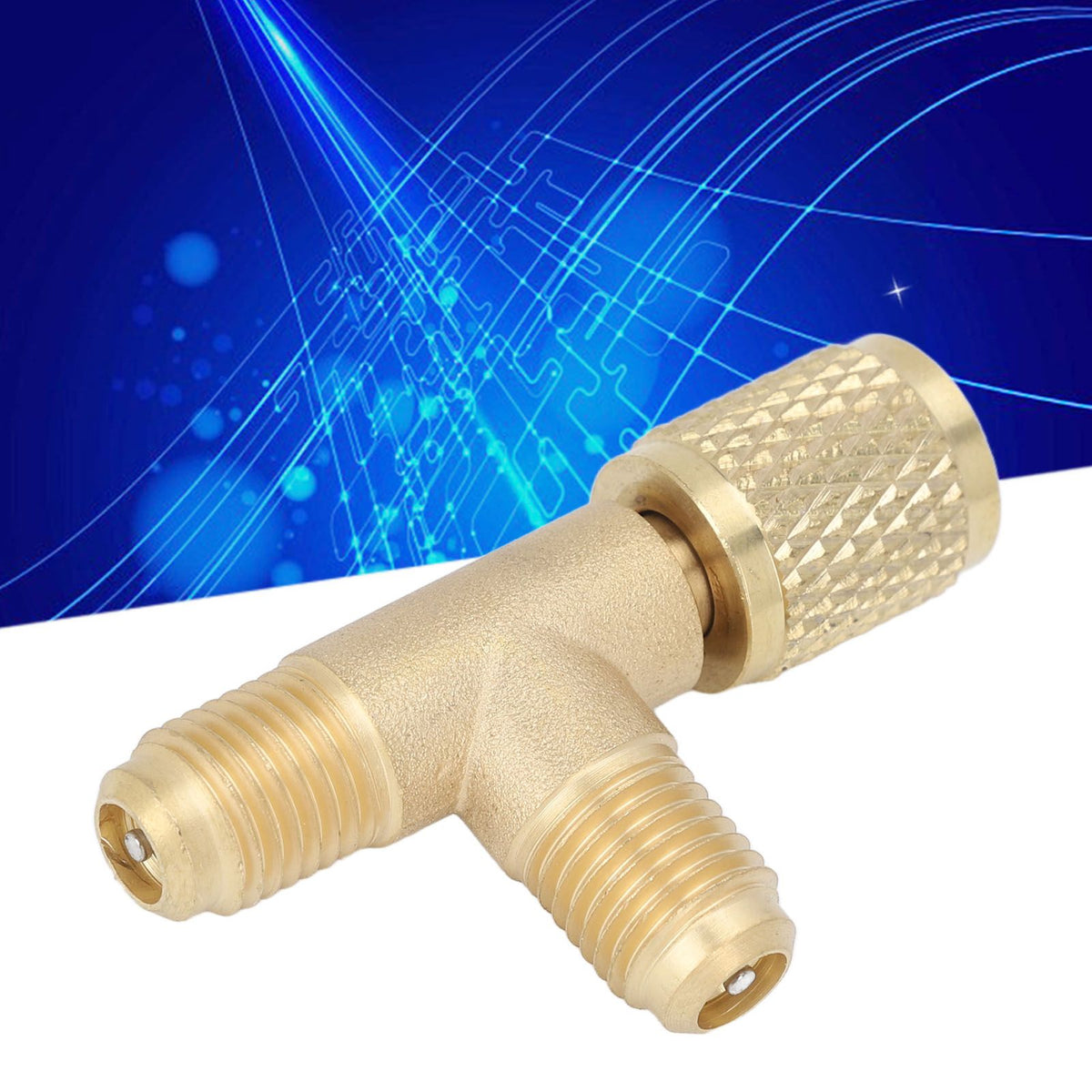 Quick Coupler Tee Adapter with Valve Core Brass 1/4in SAE Sturdy Structure for R22 R12 R134