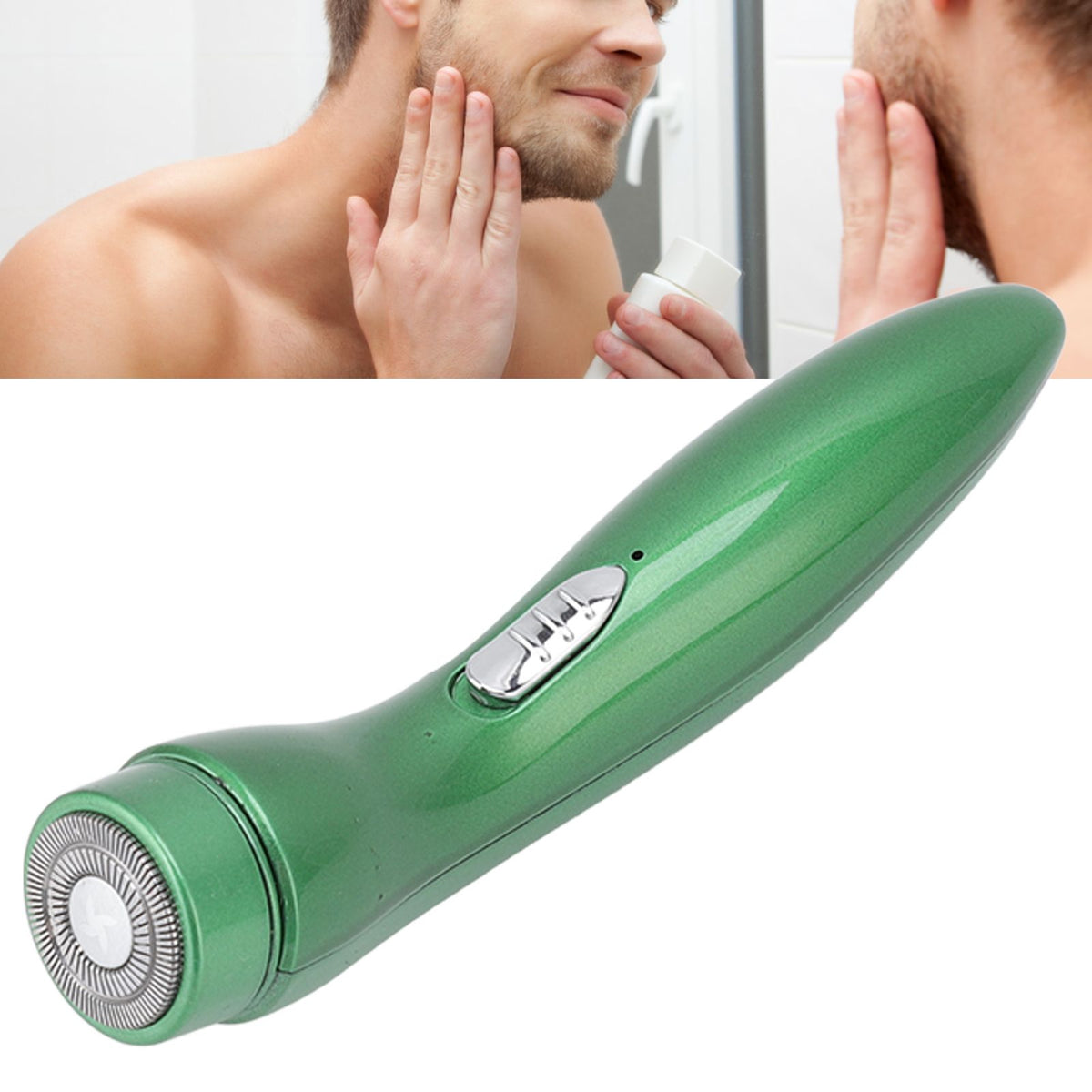 Electric Razor Low Noise Stainless Steel Electric Head Shaver Low Allergic Reactivity for Man 3.7V 2W Green