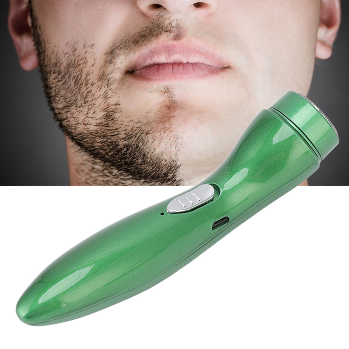 Electric Razor Low Noise Stainless Steel Electric Head Shaver Low Allergic Reactivity for Man 3.7V 2W Green