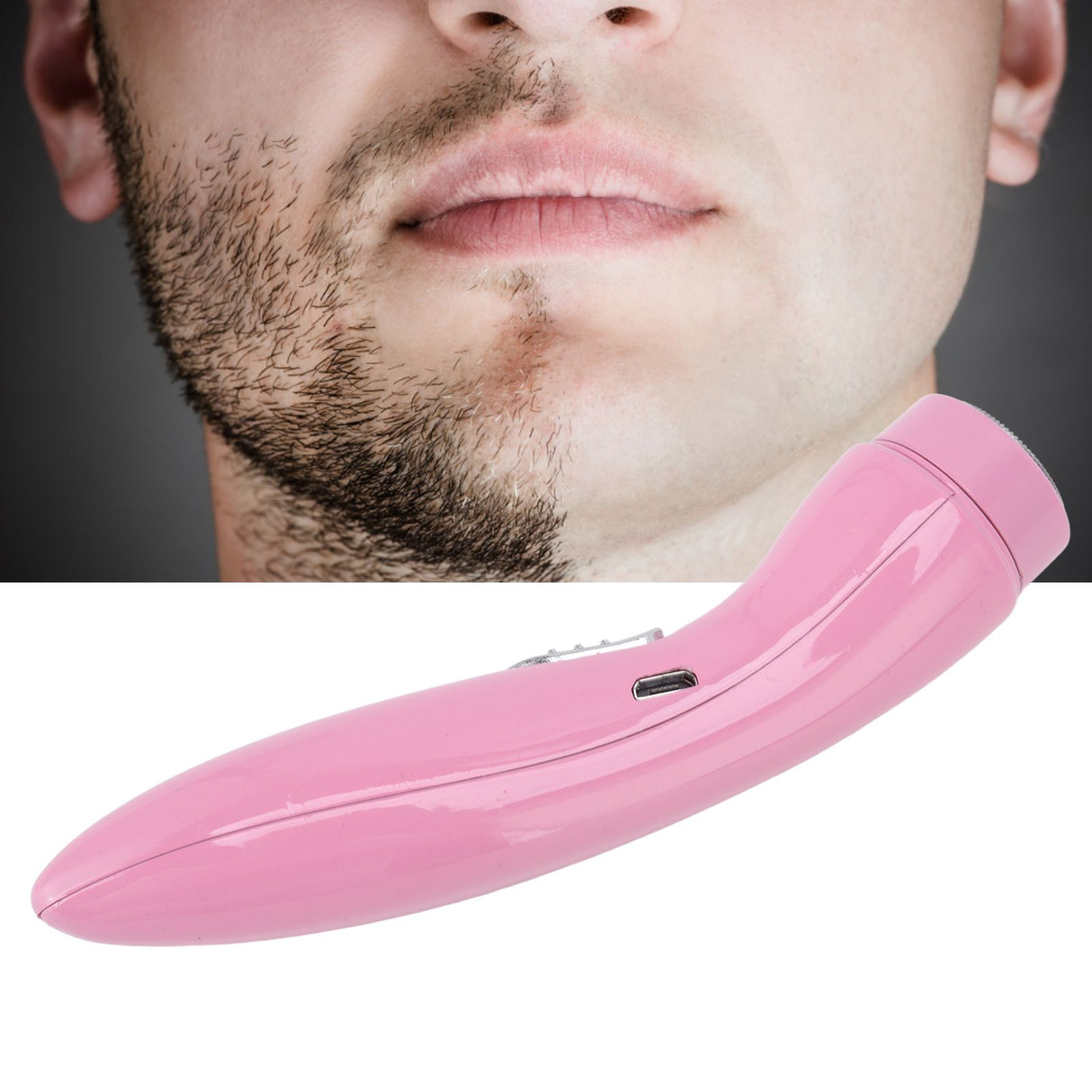 Electric Razor Low Noise Stainless Steel Electric Head Shaver Low Allergic Reactivity for Man 3.7V 2W Pink