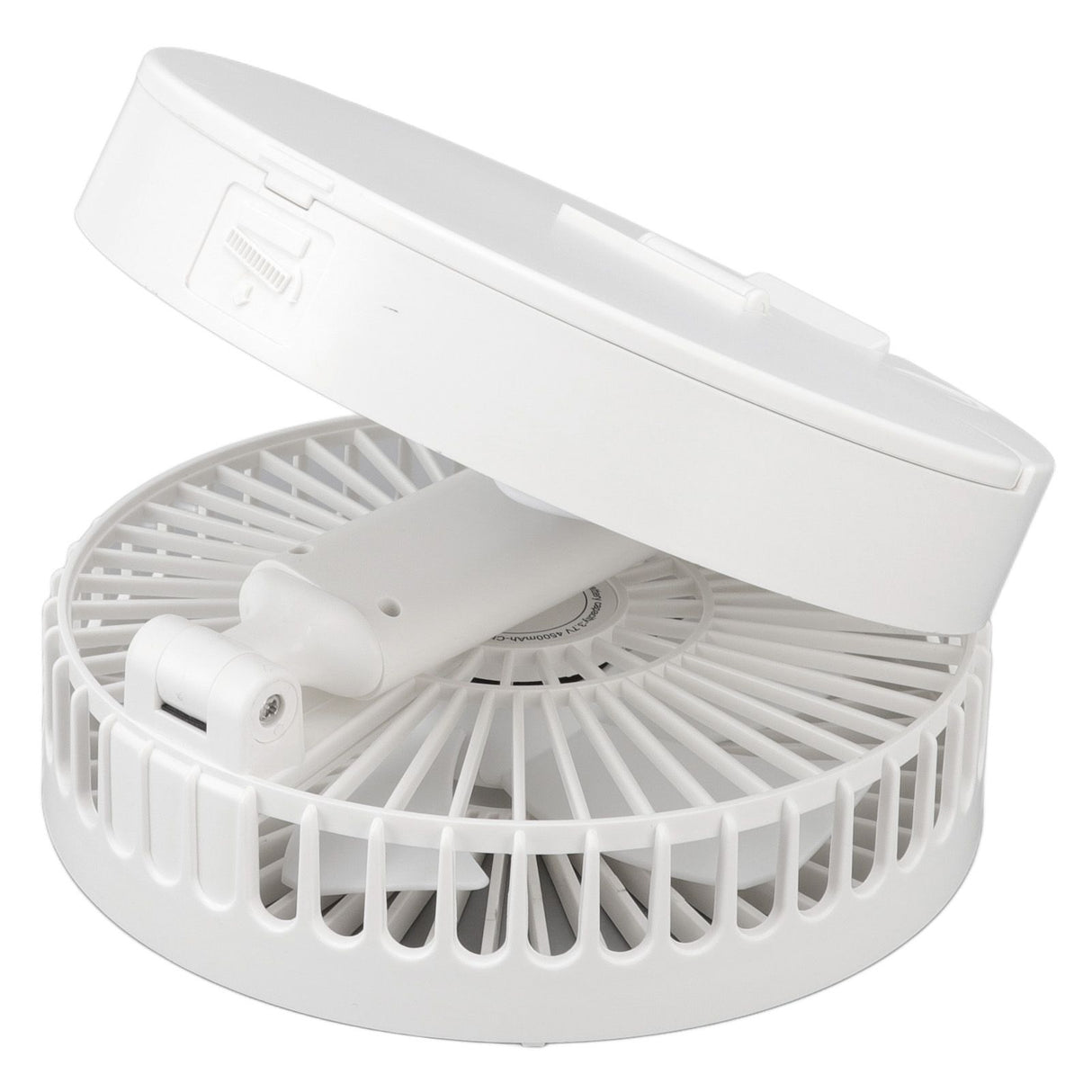 USB Desktop Fan Foldable Rechargeable Battery Makeup Mirror Function Bottom Silicone 3 Speeds White Mini Fan