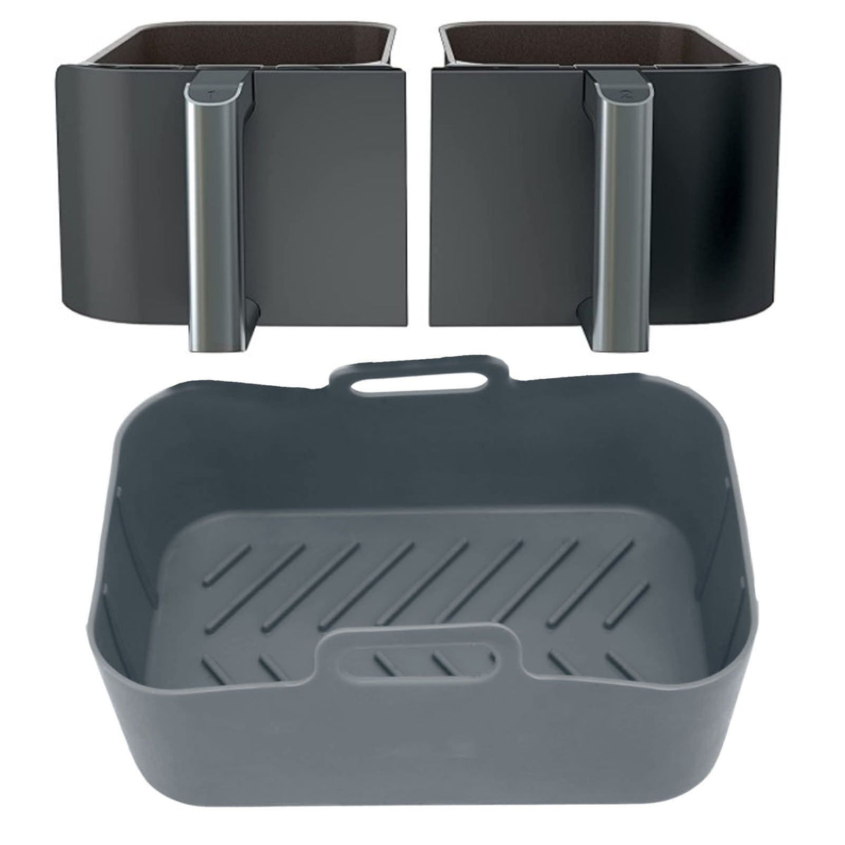 Fryer Silicone Pot Non Stick Reusable Liner Basket Replacement for Ninja DZ201 Foodi 8QT Gray