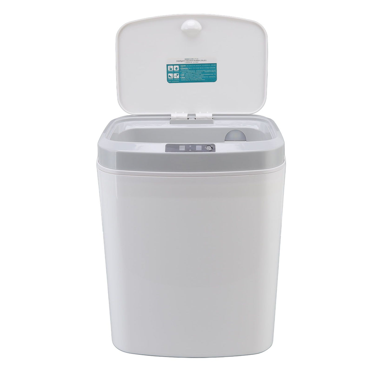 Smart Trash Can 16L Infrared Induction Button Control Manual Mute Household Automatic Trash Can with Night Light White