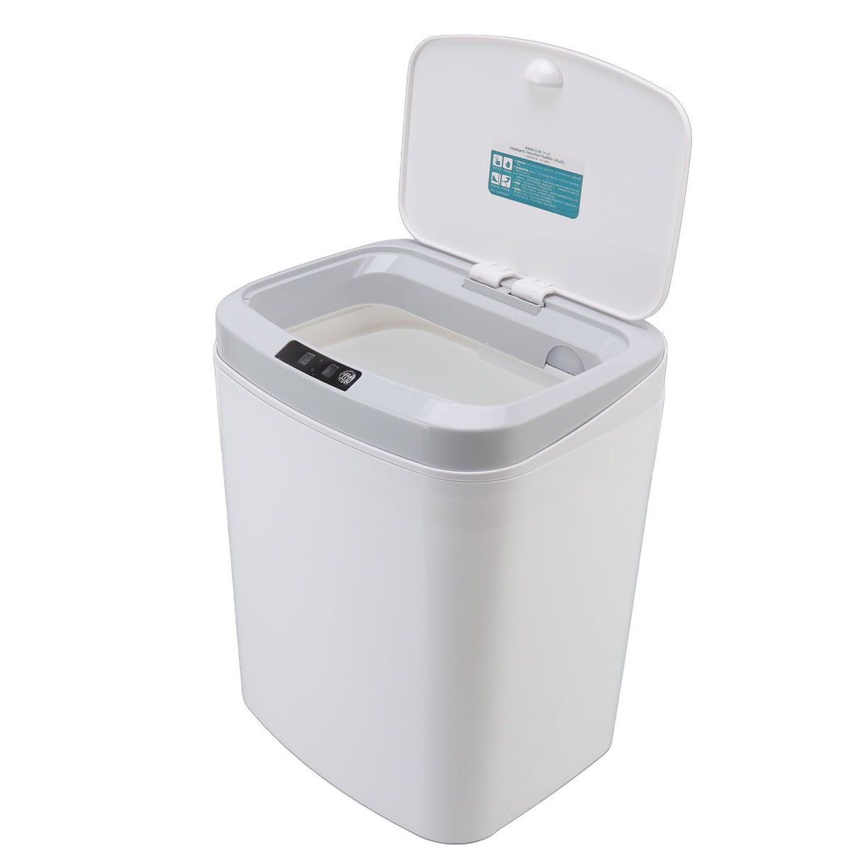 Smart Trash Can 16L Infrared Induction Button Control Manual Mute Household Automatic Trash Can with Night Light White