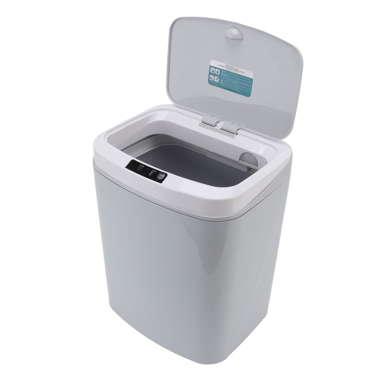 Smart Trash Can 16L Infrared Induction Button Control Manual Mute Household Automatic Trash Can with Night Light Gray