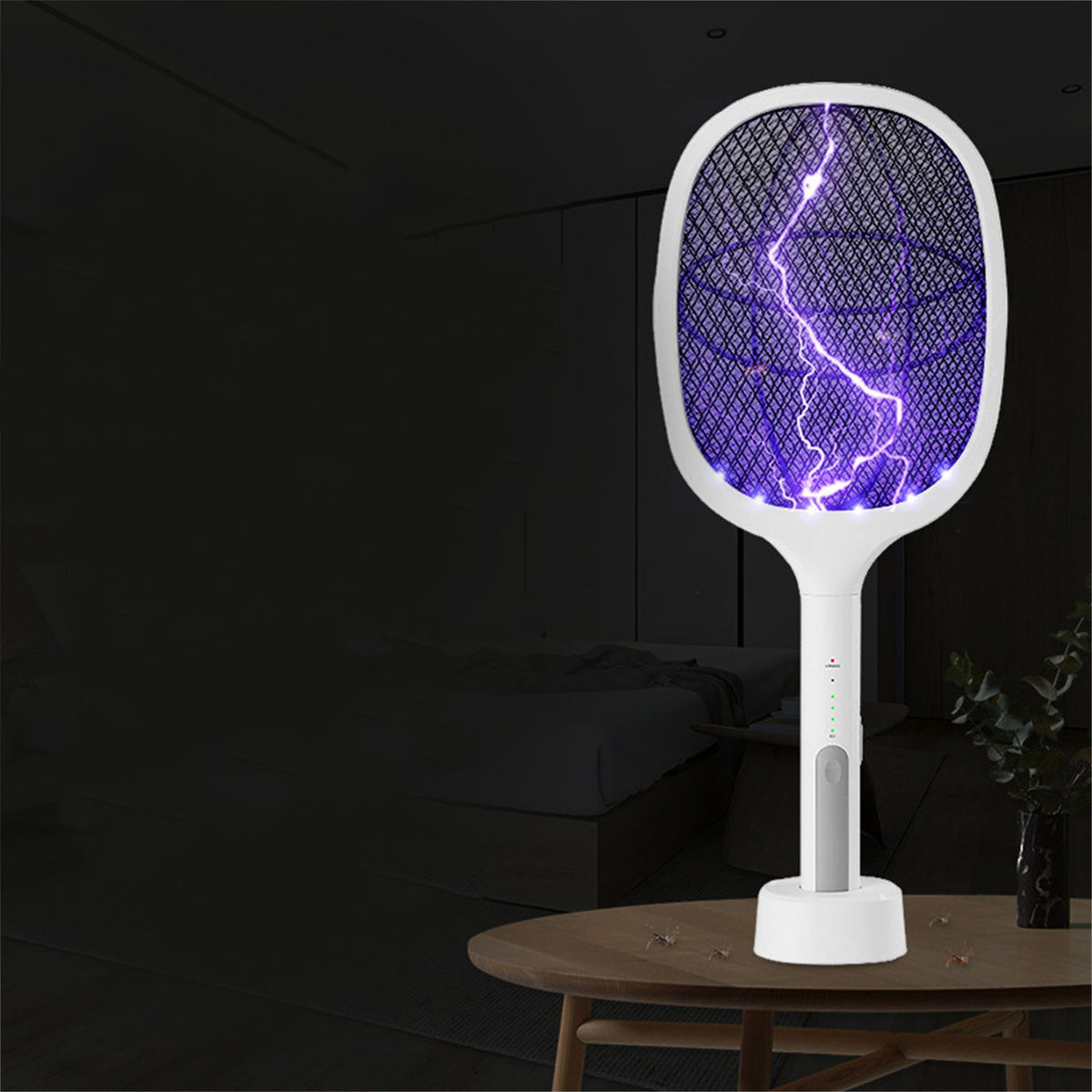 Electric Mosquito Swatter 5V 1A Rechargeable Efficient 2 in 1 Electric Mosquito Bat with LED Light for Home White