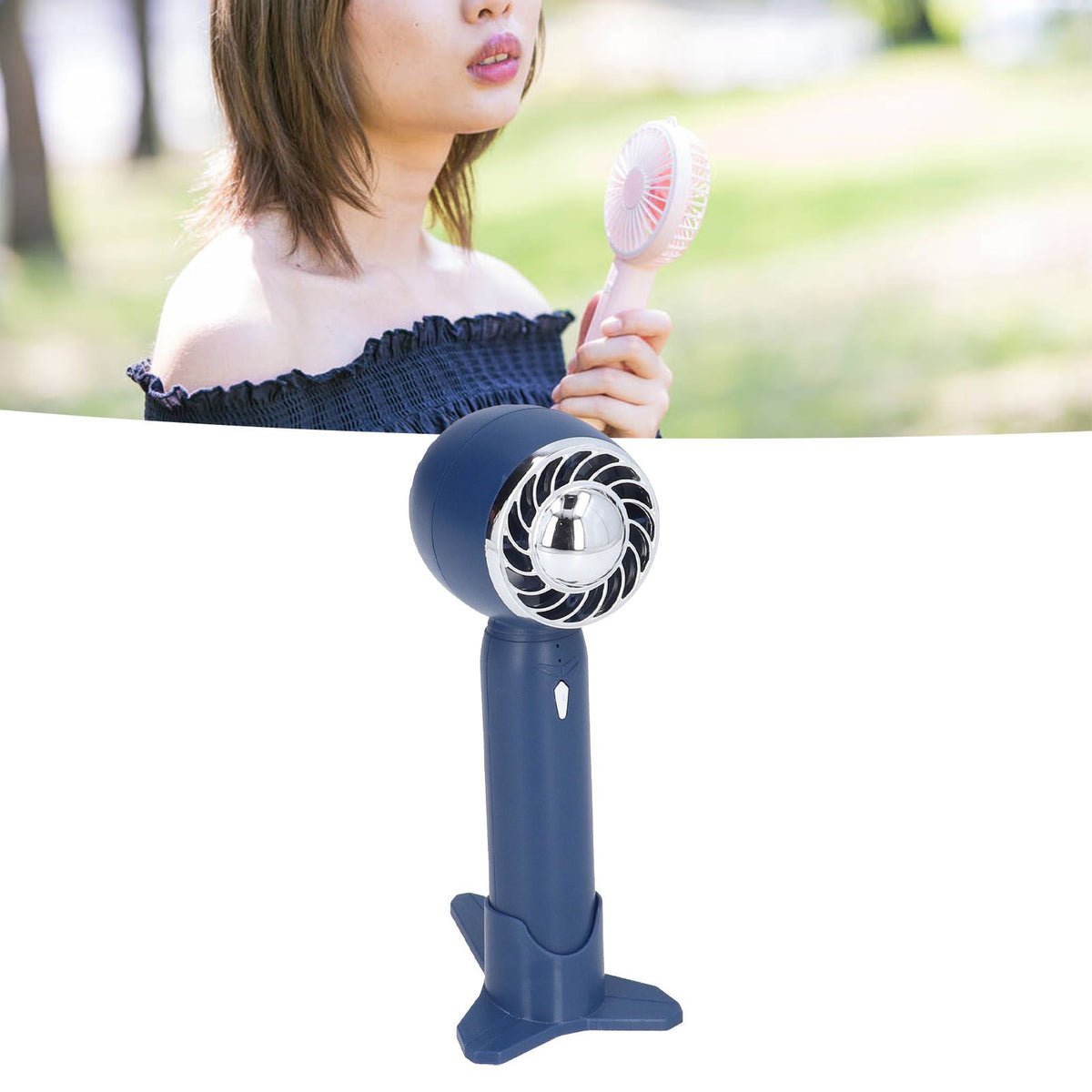 Hand Fan USB 2000mah Battery Charging Supercharged Blades Handheld Desktop Use Portable Rechargeable Fan for Travel Blue