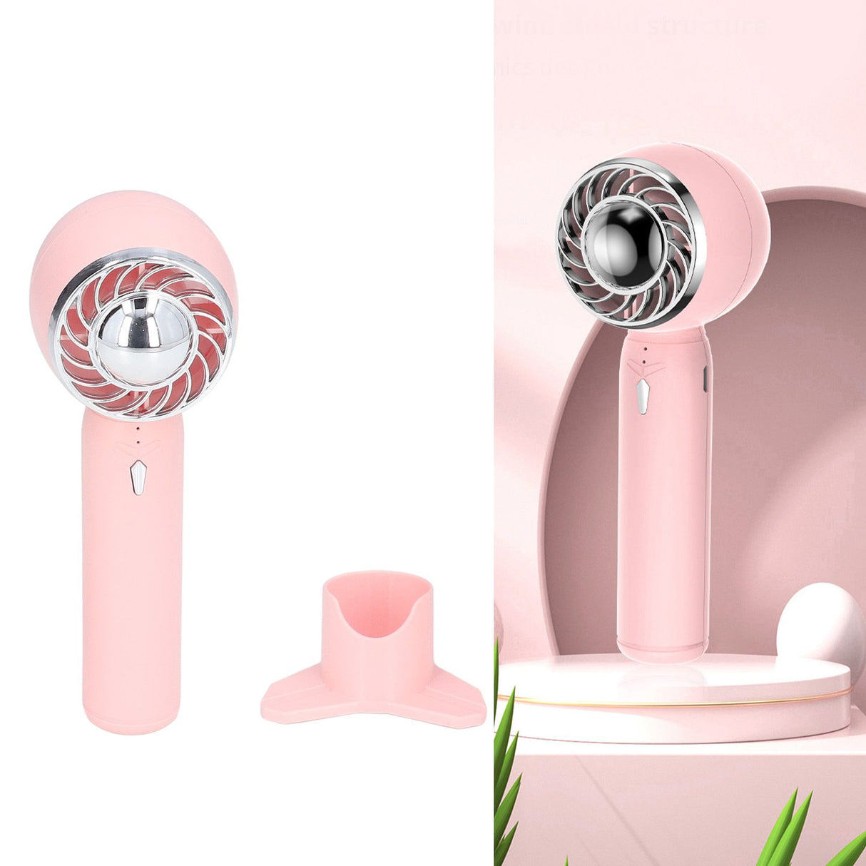 Handheld Fan USB Charging 3 Speeds 2000mAh Mini Portable Desktop Fan for Travel School Office Pink