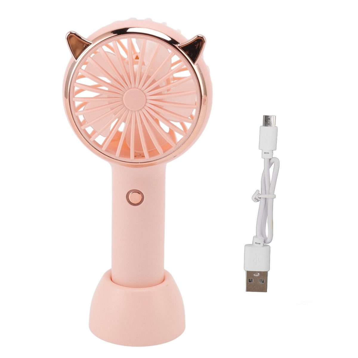 Cat Ears Handheld Fan 3 Levels USB Charging Mini Portable Handheld USB Fan for Outdoor Activities Travelling Pink