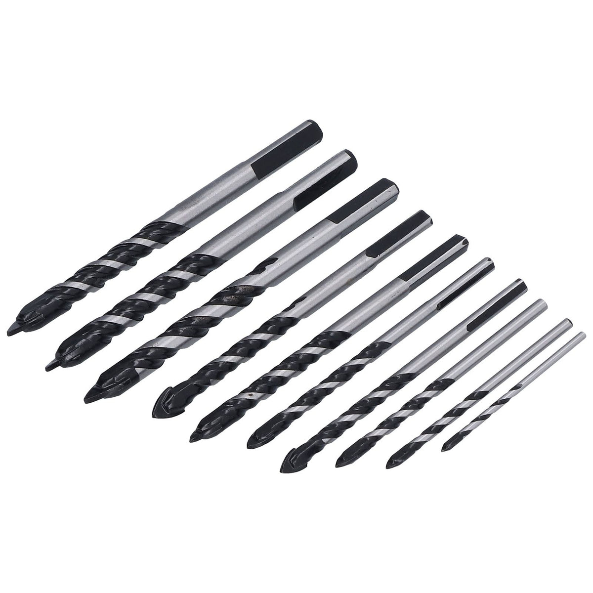 10 Pcs Masonry Drill Bits Set Industrial Strength Carbide Tips with Storage Case for Tile Brick Cement Concrete