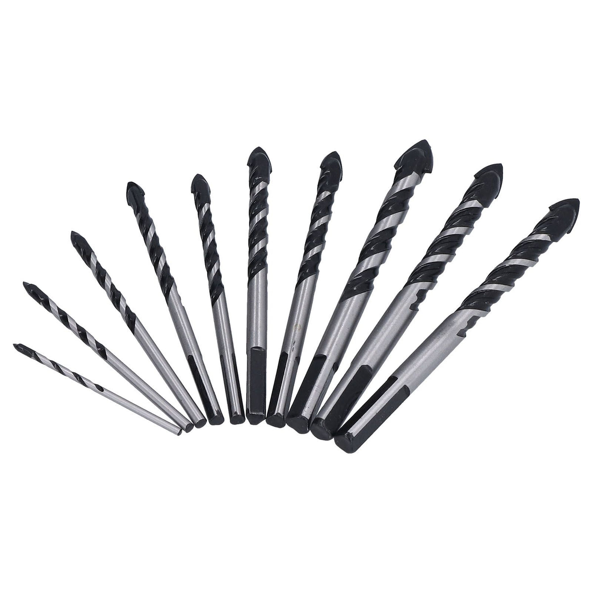 10 Pcs Masonry Drill Bits Set Industrial Strength Carbide Tips with Storage Case for Tile Brick Cement Concrete