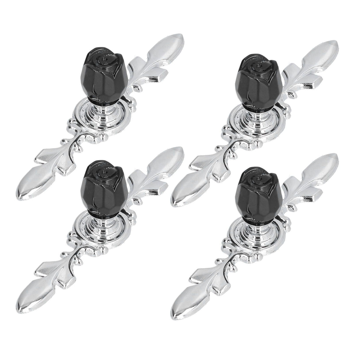 4 Pcs Crystal Handle with Plate European Style Modern Simple Pulls Handles for Drawer Dreser CabinetsBlack
