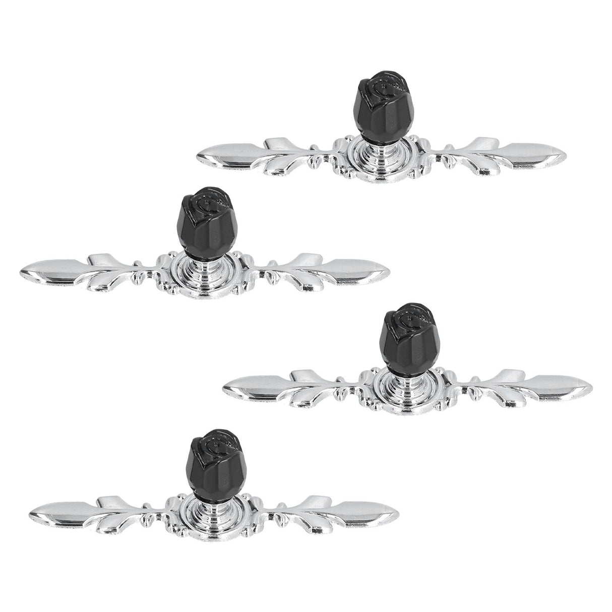 4 Pcs Crystal Handle with Plate European Style Modern Simple Pulls Handles for Drawer Dreser CabinetsBlack