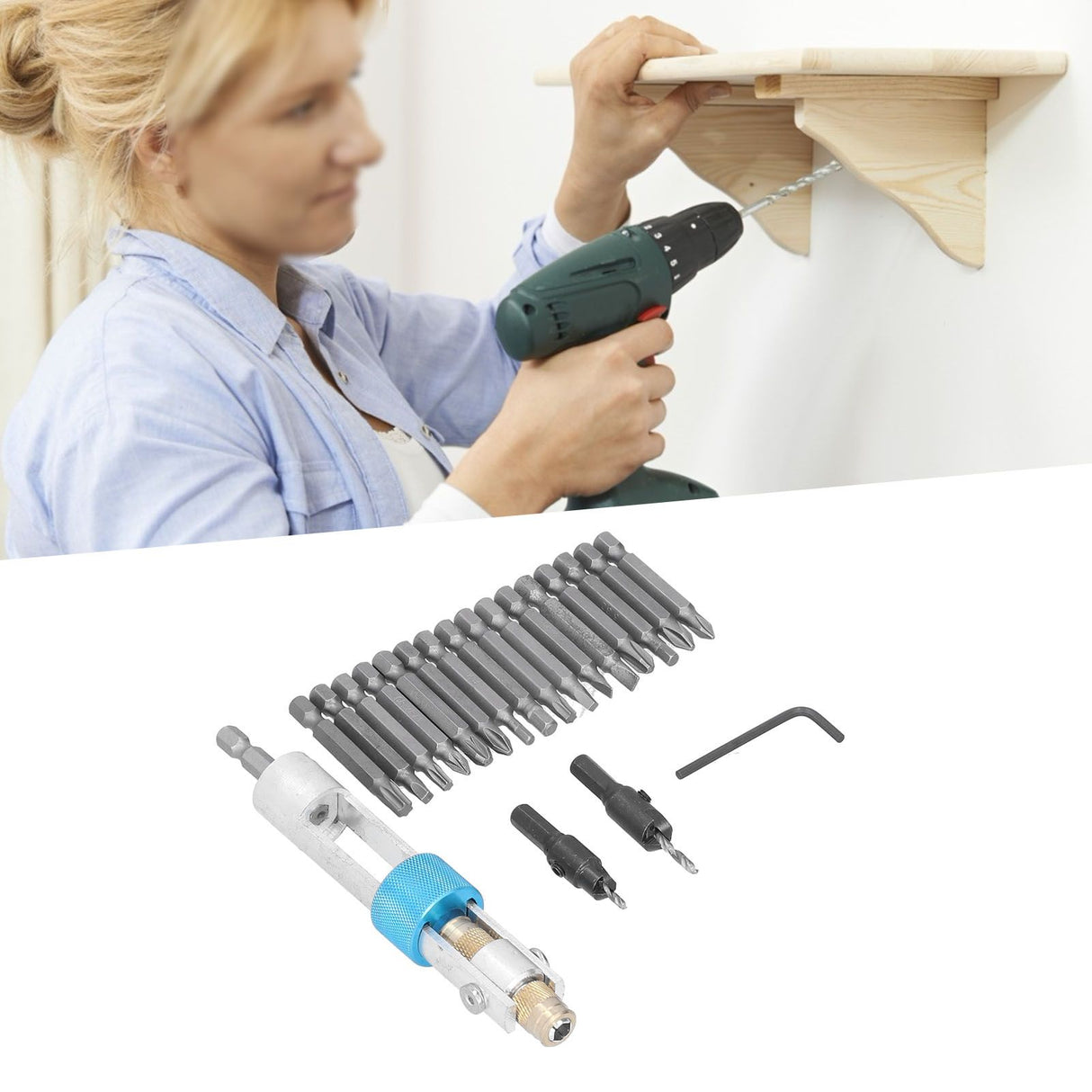 20Pcs/Set Countersink Drill Bit High Speed Steel Screwdriver Bits Screw Driver Converter Hand Tool Repair Set