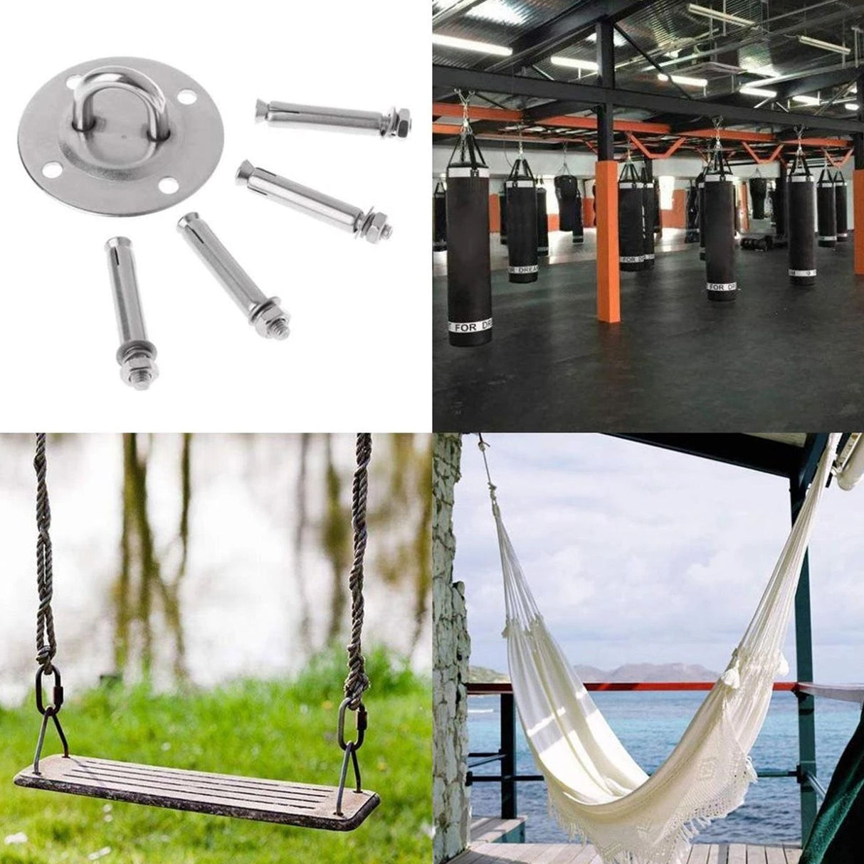 Yoga Hammock Hook Stainless Steel Swing Hook Punch Bag Ceiling Hook with Expansion Bolt for Gym