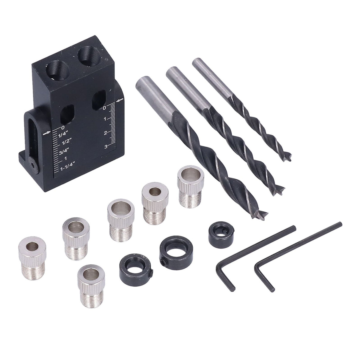 Oblique Hole Locator 15° Pocket Slant Holes Jig Kit Woodworking Positioner with Drill Bits
