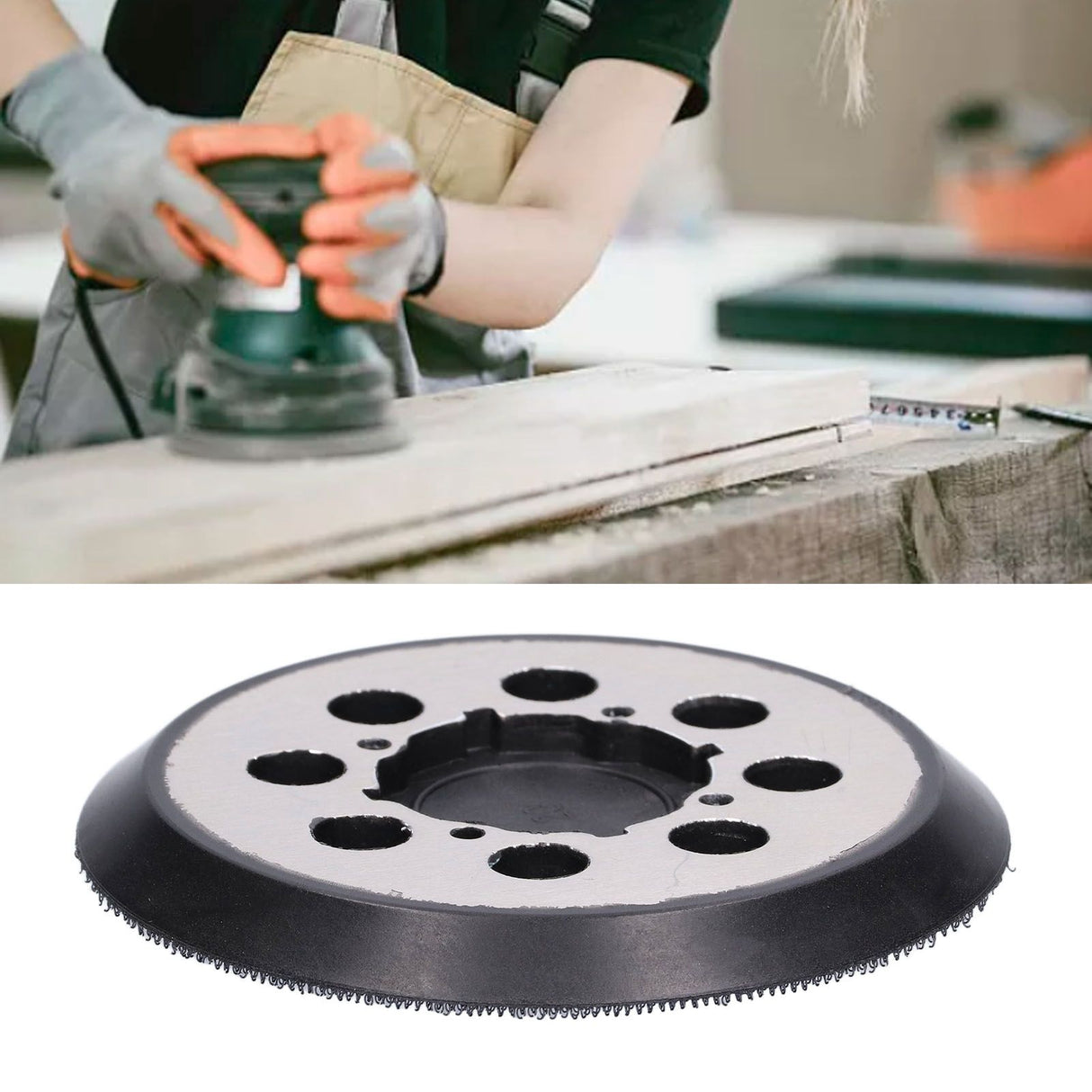 5in Polisher Backing Plate 8‑Hole Black Aluminum Alloy for Electric Sander Finishing Buffing