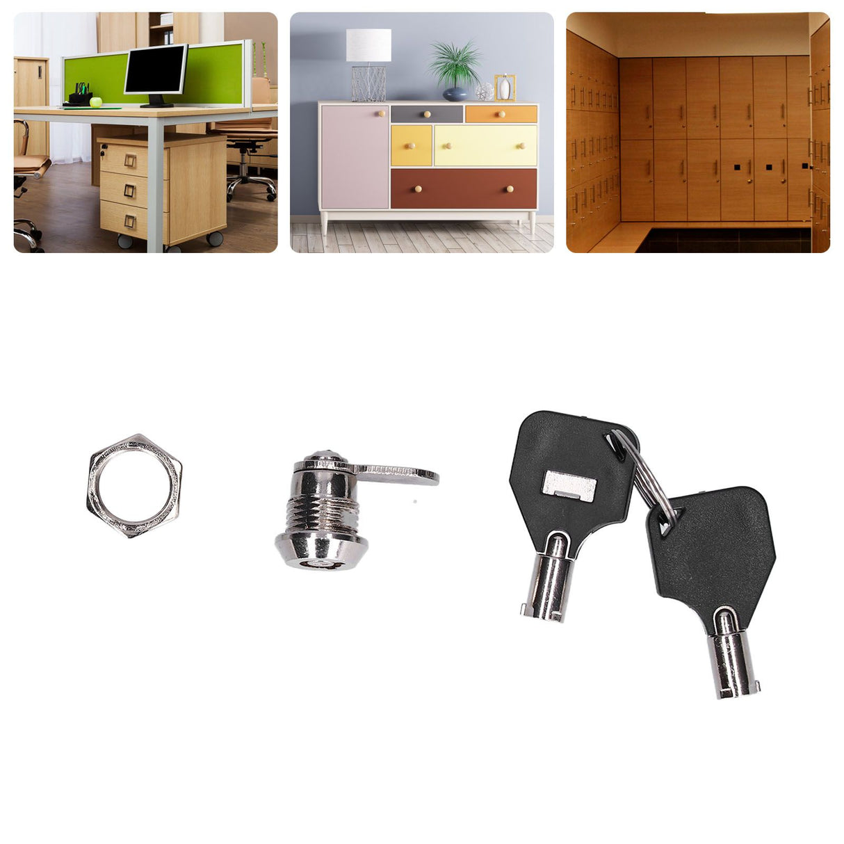 File Cabinet Locks Furniture Cam Locks Security Lock with Keys for Vending Machines Computers Closet Doors
