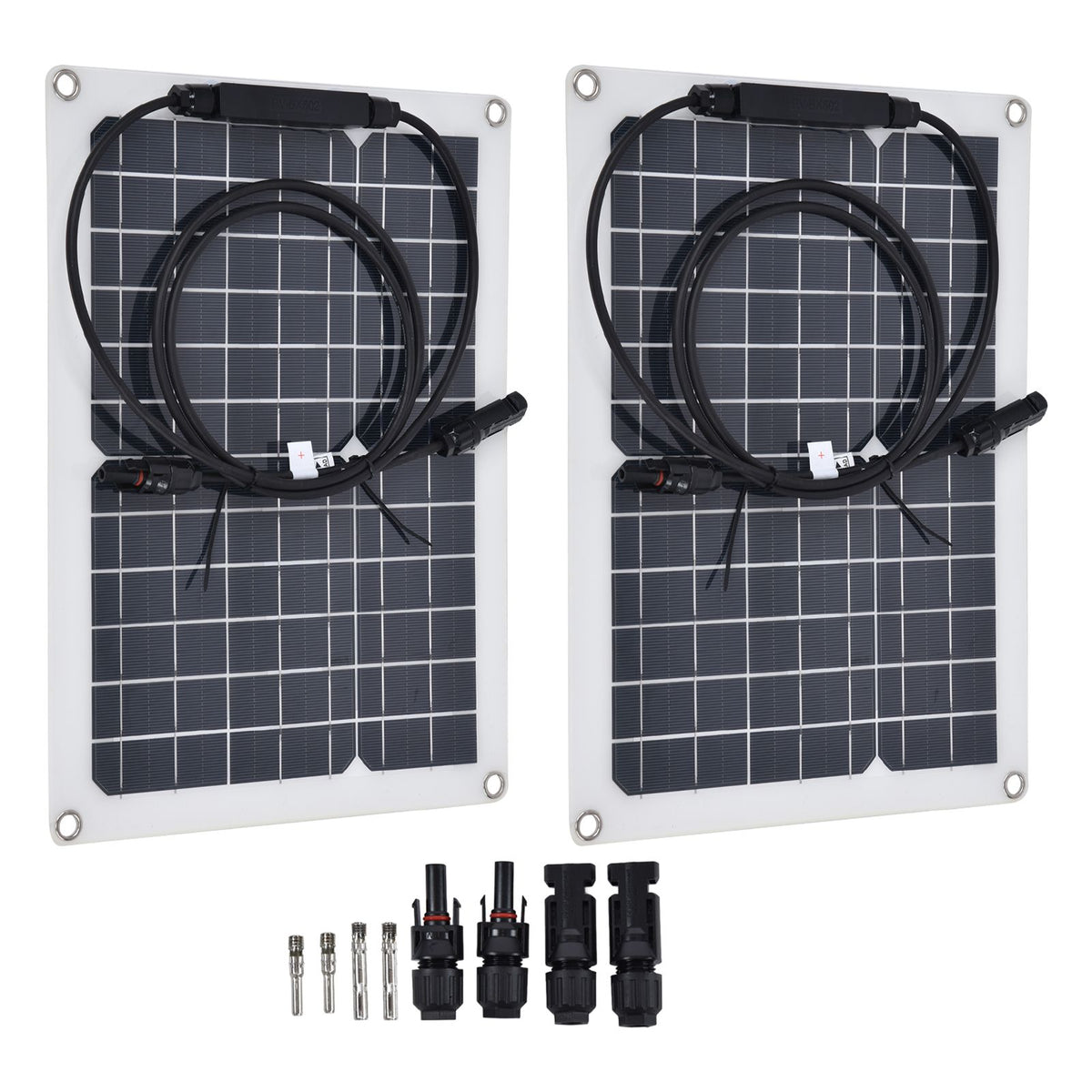 2 Pcs Solar Panels Kit 15W Portable Monocrystalline Solar Panel Charger for Outdoor Boat Caravan RV Charging