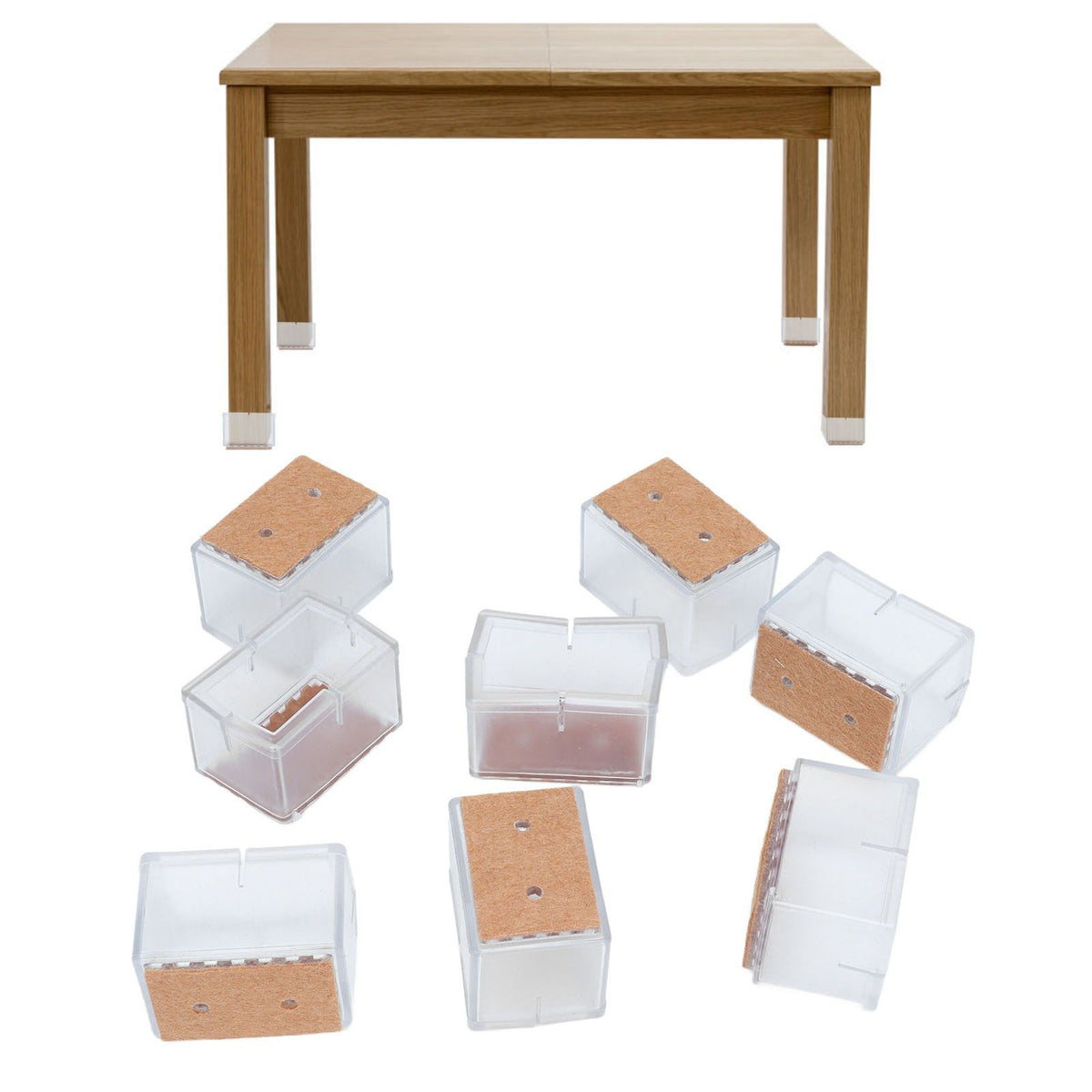 16pcs Square Silicone Chair Leg Protectors Elastic Good Mute Effect Furniture Leg Cover for Hardwood Floors