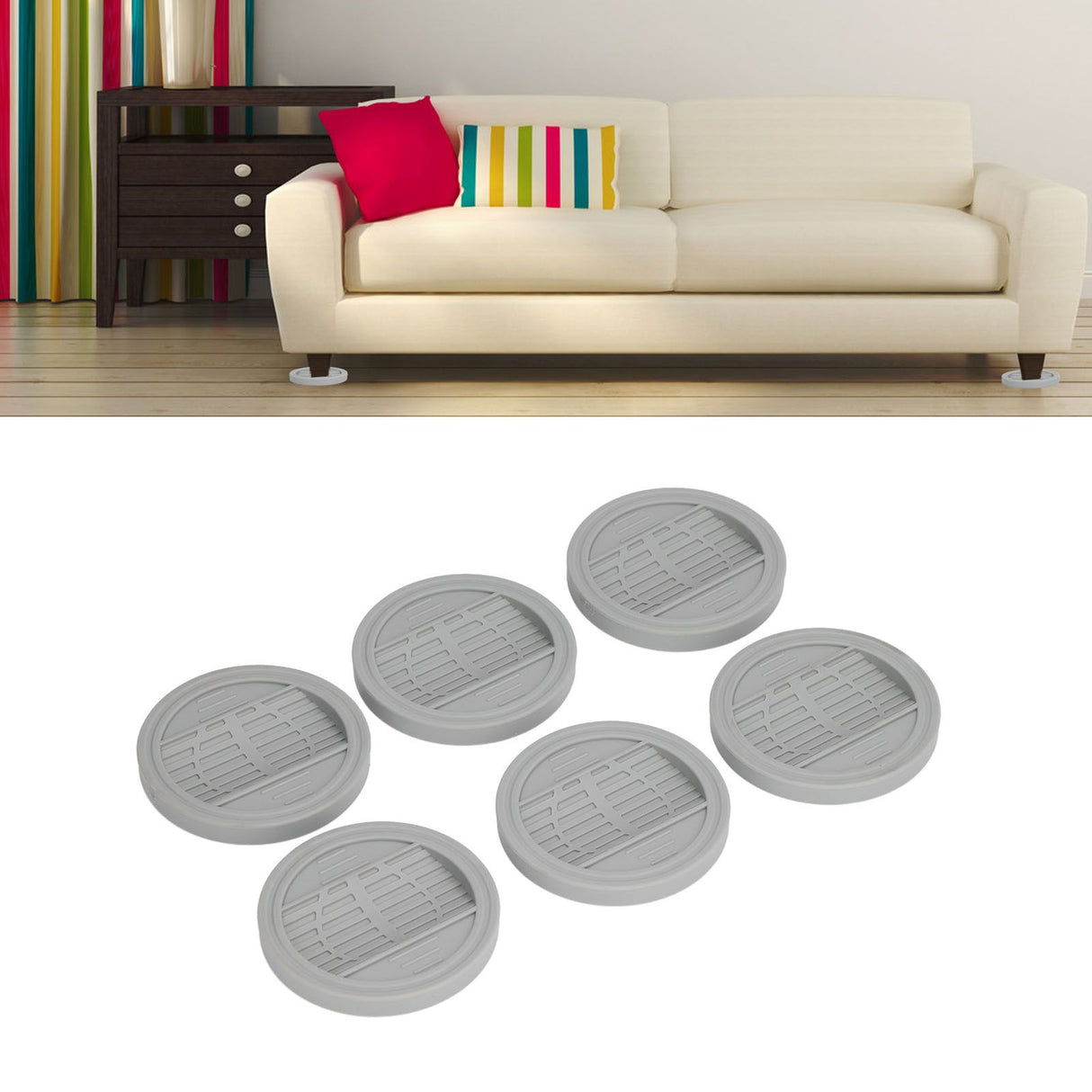6PCS Rubber Furniture Pads Stoppers Floor Protector for Bed Office Chair Cabinet Sofa Closet Wheels