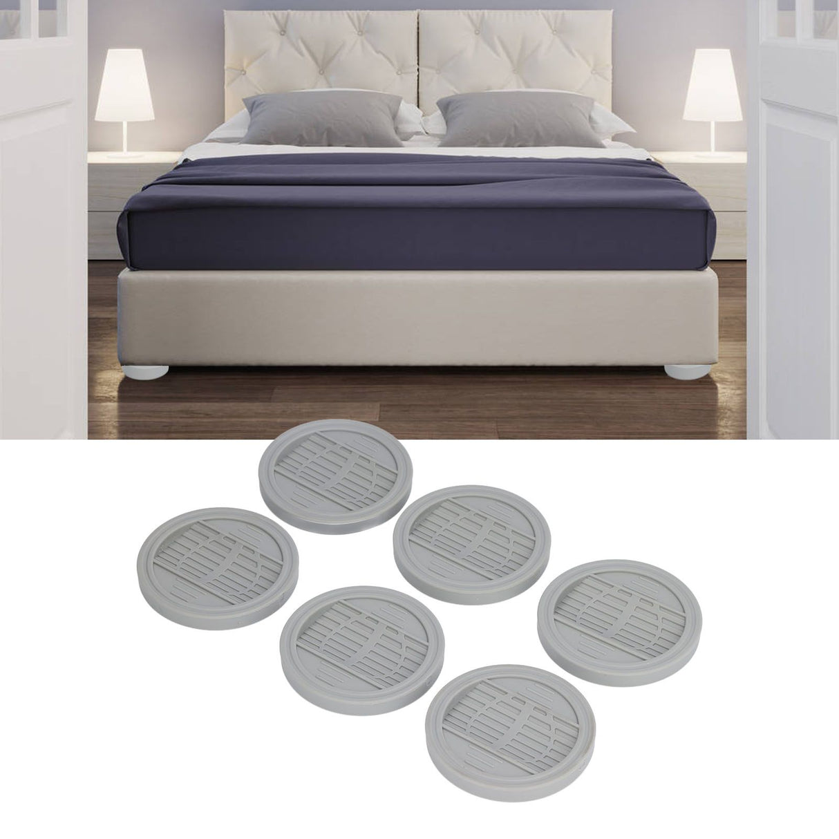 6PCS Rubber Furniture Pads Stoppers Floor Protector for Bed Office Chair Cabinet Sofa Closet Wheels