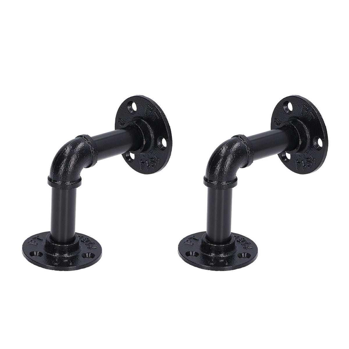 Pipe Shelf Brackets Iron Black Retro Wall Mounted Clapboard Support Frame Racks Set