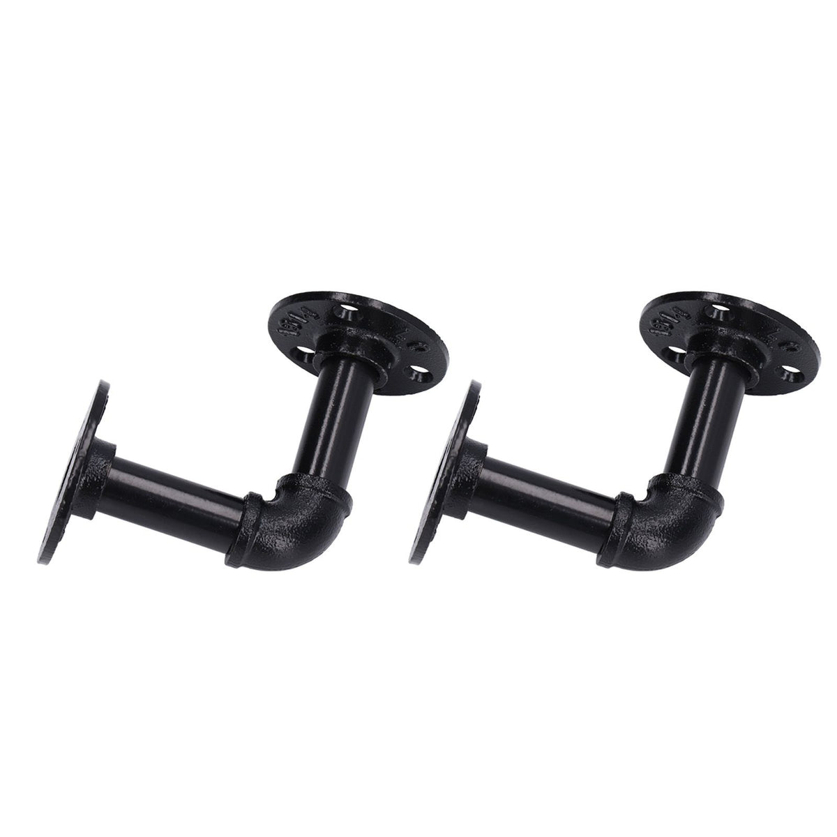 Pipe Shelf Brackets Iron Black Retro Wall Mounted Clapboard Support Frame Racks Set