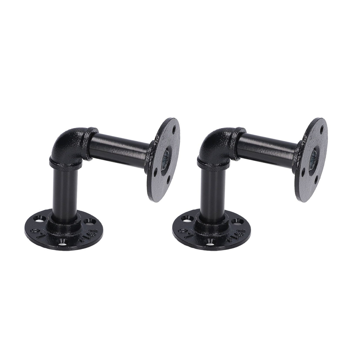 Pipe Shelf Brackets Iron Black Retro Wall Mounted Clapboard Support Frame Racks Set